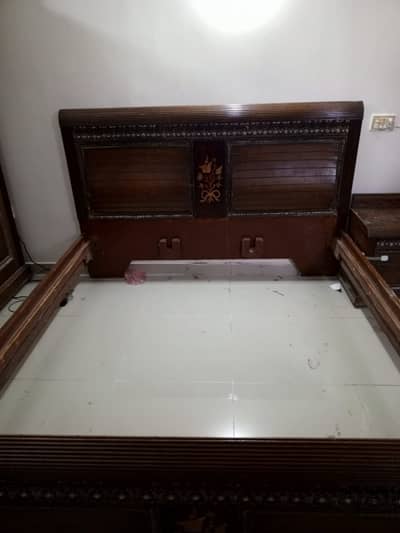 Bed with two side tables and dressing tables in good condition