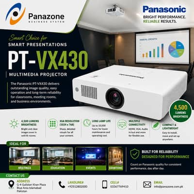 Panasonic PT-VX430 4,500 Lumens XGA 3LCD Projector – Professional