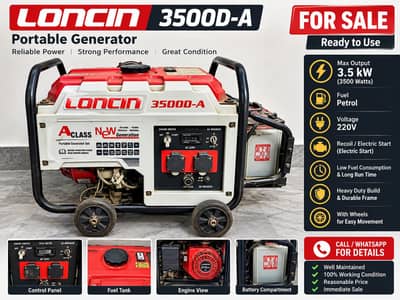 Loncin 3500D-A, Gernator 3.5 KW- Petrol/Gas- Original- Good Condition