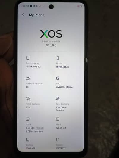 Infinix Hot 40i 8/128 10/7 condition with box all ok
