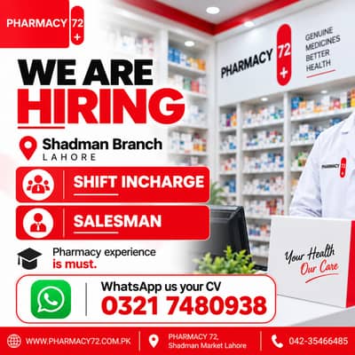 Job Opportunity | Shift Incharge | Sales Man