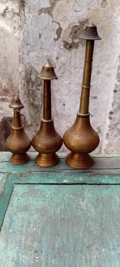 Antique Brass Gulab Pash Set 3 Pcs - 100 Year Old Original