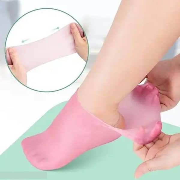 Legacy Deals Silicone Gel Moisturizing Foot Socks Pair | Hydrating Spa Heel Care Socks for Dry Cracked Feet | Reusable Elastic Foot Care Socks for Soft Smooth Heels | Moisture Locking Gel Therapy Socks for Men & Women