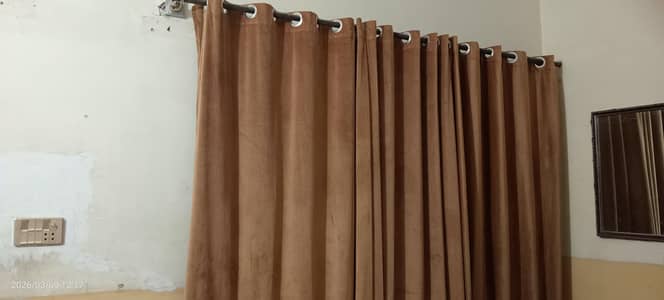 camel colour velvet curtain  7.6 feet lenght