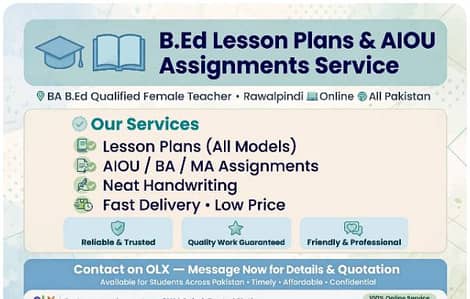B. Ed lesson plans &Aiou assignment service