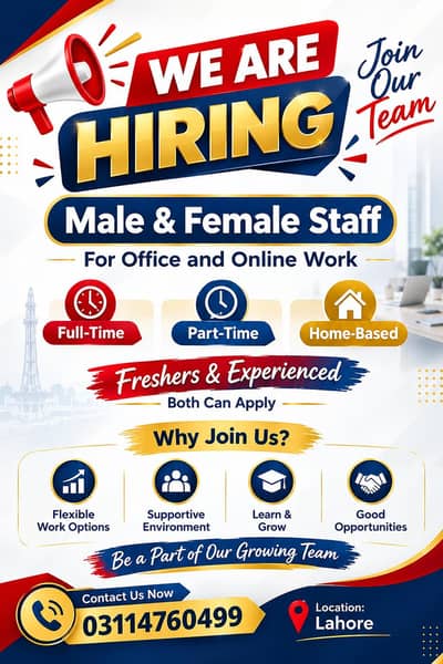 we are hiring fresh and experience candidates
