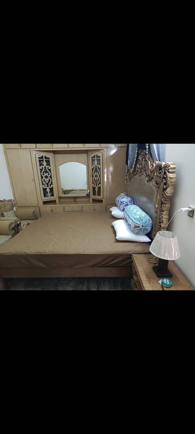 Double bed and 5 seater sofa set - wood made