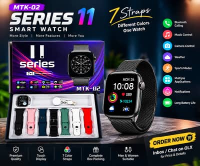 MTK-02 Series 11 Smart Watch | 7 Straps | New