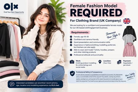 Female Fashion Model Required – Clothing Brand (UK Company)