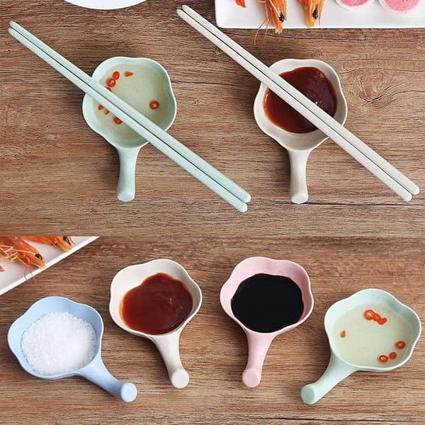 T  3 Pcs Design Dish Plastic Wheat Straw Spice Soy Sauce Dish Sauce Plate