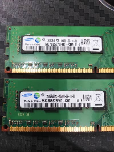 2GB+2GB Samsung DDR 3 Ram For Computer 100% Ok
