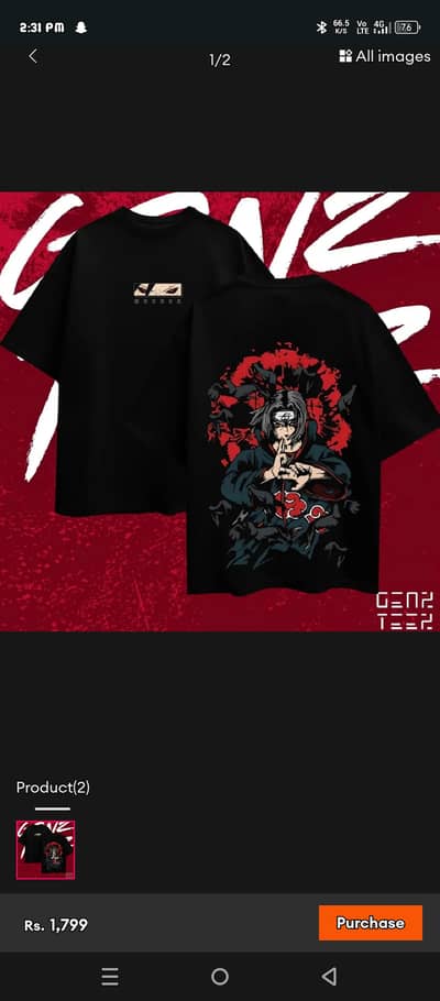 Itachi Oversized T-Shirt – Black Anime Graphic tee