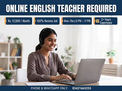 Online English Teacher Required (Remote) – Rs. 12,000/Month