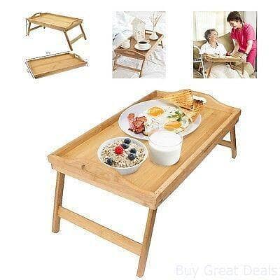 T  Bamboo Wooden Foldable Table/Tray With Handles