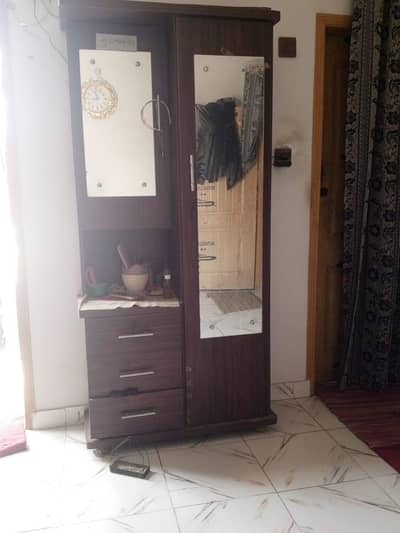 2 in 1 Woden Dressing Table with Mirror - Dark Brown