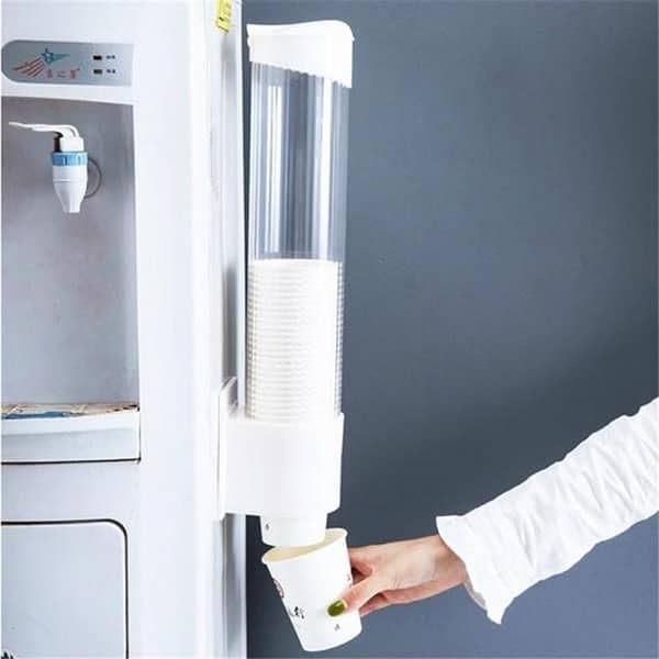 T  70 Cups Paper Cup Dispenser Plastic Cups Holder Disposable Automatic Holder Dustproof Free Punching Paper Cup Rack