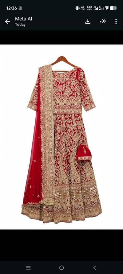 heavy imbrodary lehnga with golden work colour red