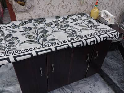 wooden iron stand with cabnets