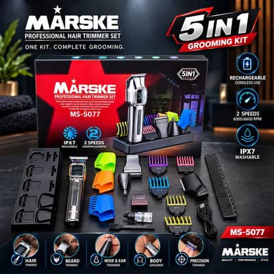 MARSKE 5-in-1 Professional Hair Trimmer Set | MS-5077