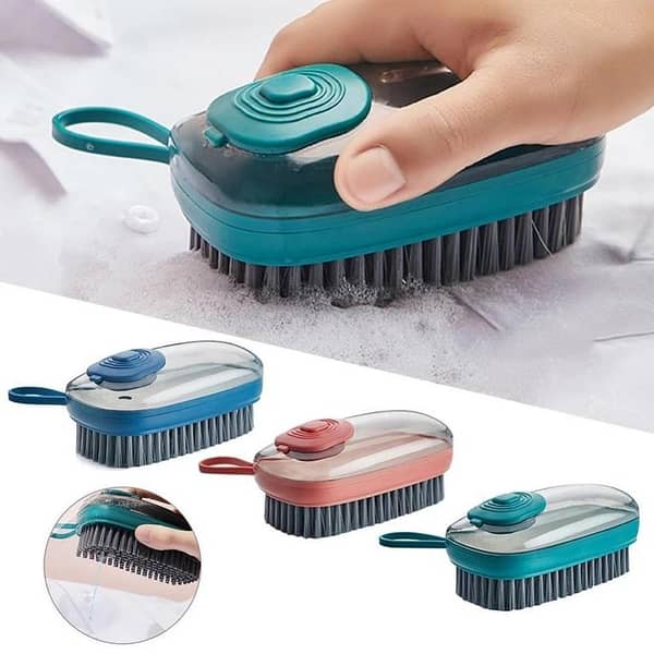 T  Press Out Refillable Automatic Liquid Soap Dispenser Brush Kitchen Dish Bowl Pot Pan Cleaning Brush Shoes Brush Cleaning Tool