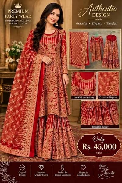 Premium Red Bridal Lehnga |Heavy Gold Embroidery |Elegany Party Wear