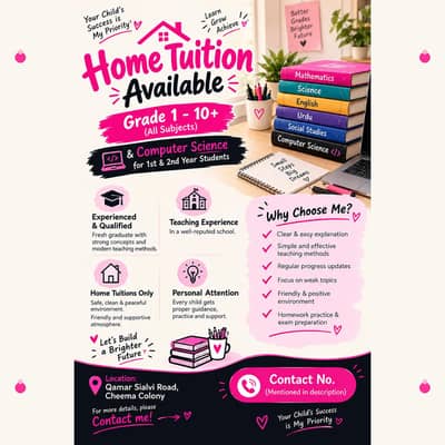 Home Tuition for Grades 1-10 | Experienced Tutor
