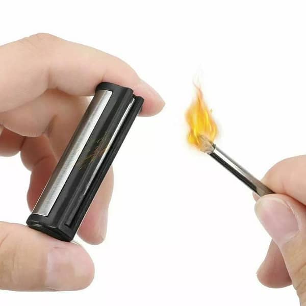 T  Mini Outdoor Camping Fire Lighter Survival Tool Keychain Metal Waterproof