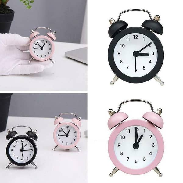 T  Classic Mini Alarm Clock Lilone Twin Bell Loud For Heavy Sleepers Bedroom Light