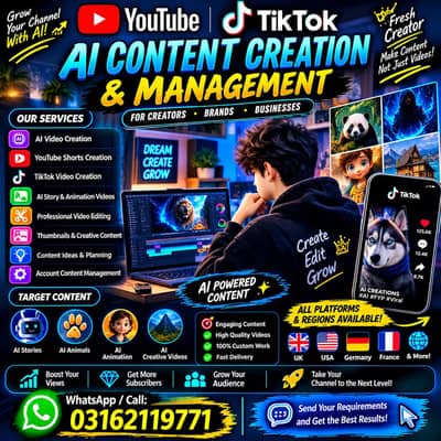 YouTube & TikTok AI Content Creation & Management