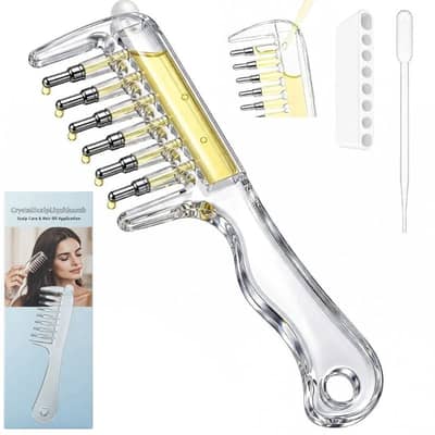 Transparent Hair Oil Applicator Comb | Refillable Scalp Massage Comb