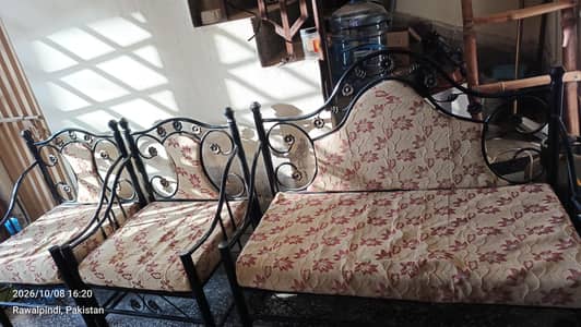 4 seater sofa + 2 table 1 large 1 small with glass