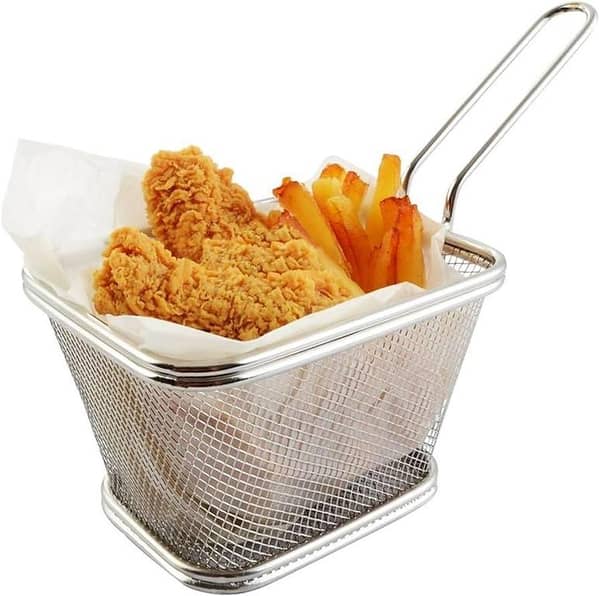 T  304 stainless steel Gold golden color Mini Fry Baskets Chip French Fries Frying Basket Mesh Stainless Steel Net Chef Cook Kitchen Tools - Silver , Rose Gold and Gold golden color all Available