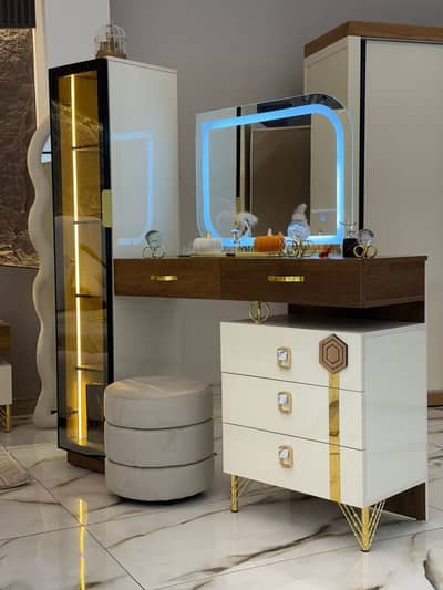 Modern Bed Set with Side Tables & Dressing – Complete Bedroom Set