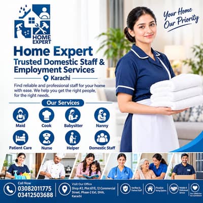 Domestic Staff Agency house Maids, Cooks, Drivers, Nurses, Babysitter