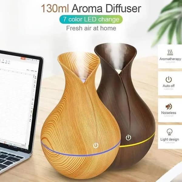 T  Mini Air Humidifier Ultrasonic USB Aroma Wood Grain-LED Light- Different Designs
