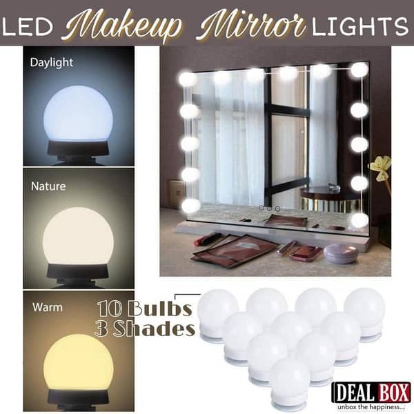 T   Vanity Light LED Bulbs for Makeup Mirror Stand 10 Bulbs with 3 Light Modes
