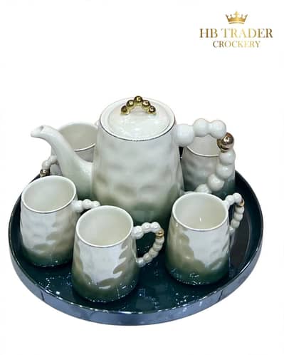Ceramic Tea Set / Tea Serving Set / Fancy Tea Set / Tea Pot with Cups