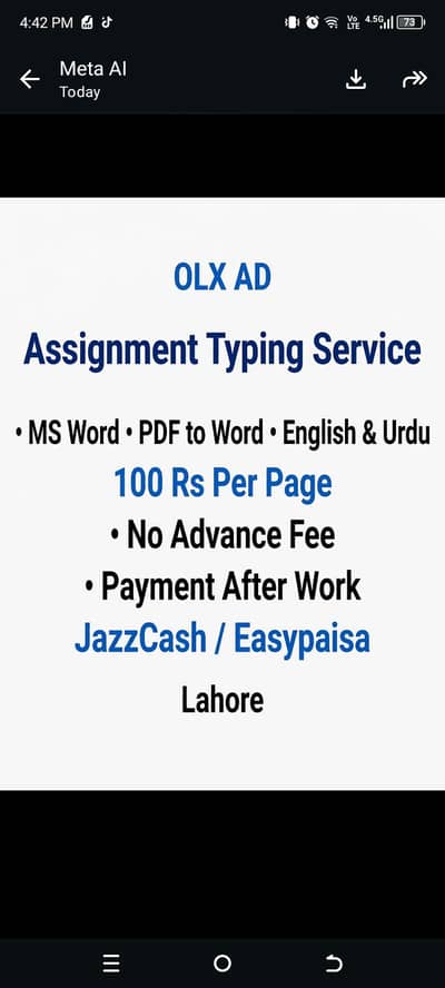 Assignment Typing Service No Advance