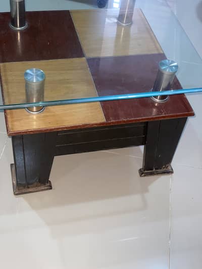 Wooden & Glass Top Table Pair | Stylish Solid Tables