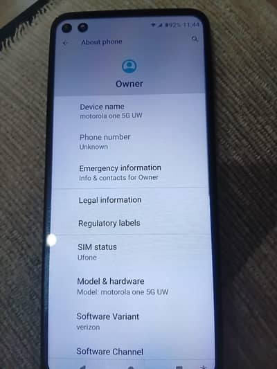 Motorola One 5G. UW USA. verizon
