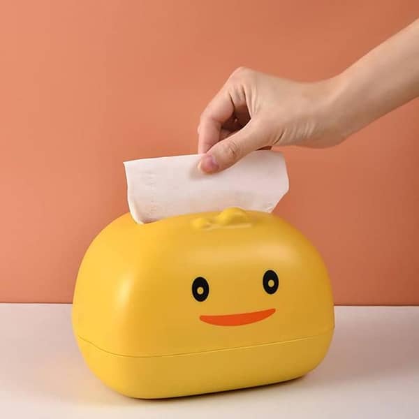 T  Creative cartoon cute yellow Duck Tissue paper box plastic tissue case container towel napkin tissue holder home, tissue holder for kids, tissue holder for bedroom