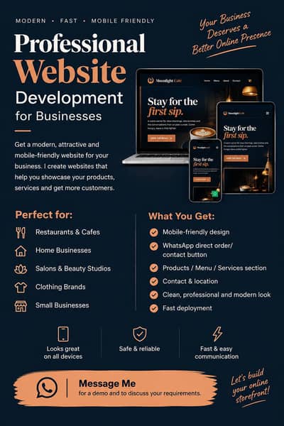 Professional Business Website with WhatsApp Ordering