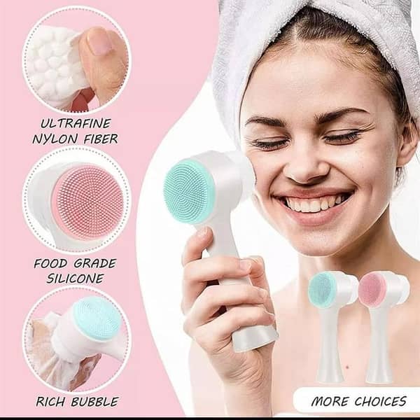 T  Double Sides Multifunctional Silicone Facial Cleansing Brush Portable Size 3D Face Cleaning Massage Tool Facial Brush