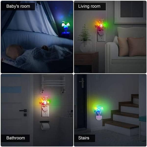 T  Automatic Sensor Light Night , Automatic Color Changing , Romantic Flower , LED Night Lights Flower Mushroom Lamp Bedroom kids room Home