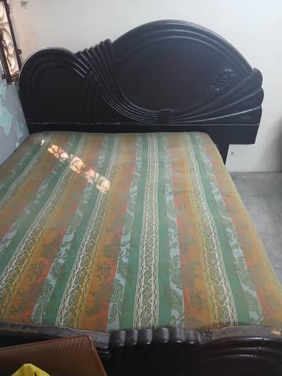 Double spring bed, pure wood, curved headboard-18000 negotiable