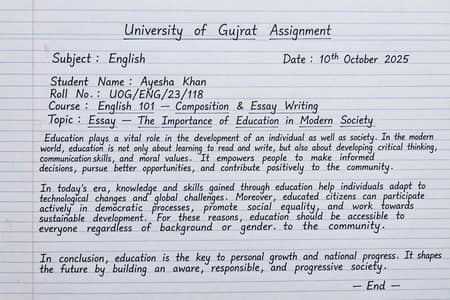 Handwritten assignment series Gujrat university student