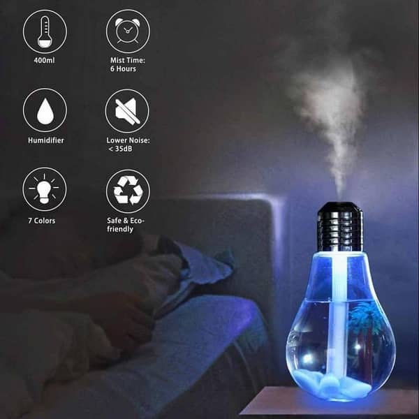 T  Air Freshener Bulb Humidifier with LED Night Light for Car, Home and Office