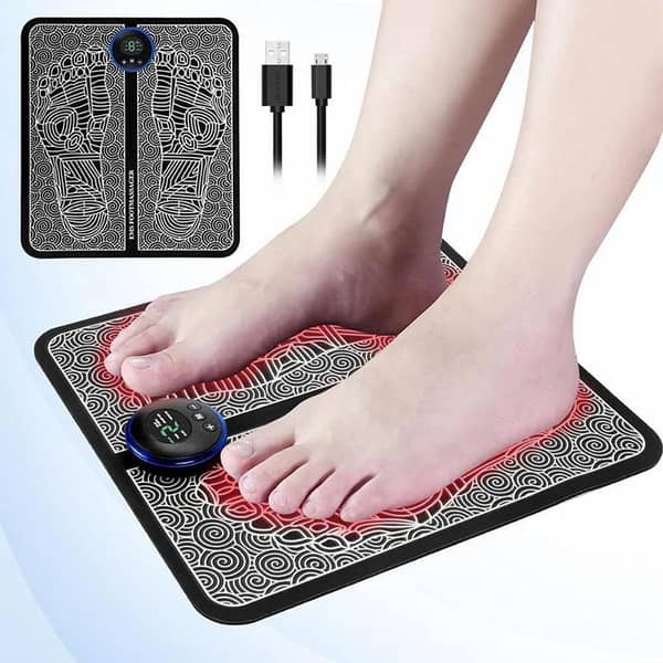 T  Foot Massager EMS Mat Portable Folding Feet Massage Pad Machine Electronic USB Rechargeable