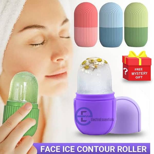 T  Silicone Ice Roller Facial Massage for Cryotherapy - Beauty Skin Care Massage for Collagen Regrowth & Skin Strengthening - Enhance Your Natural Glow/Reusable Facial Treatment to Tighten & Tone Skin & De-Puff The Eye Area