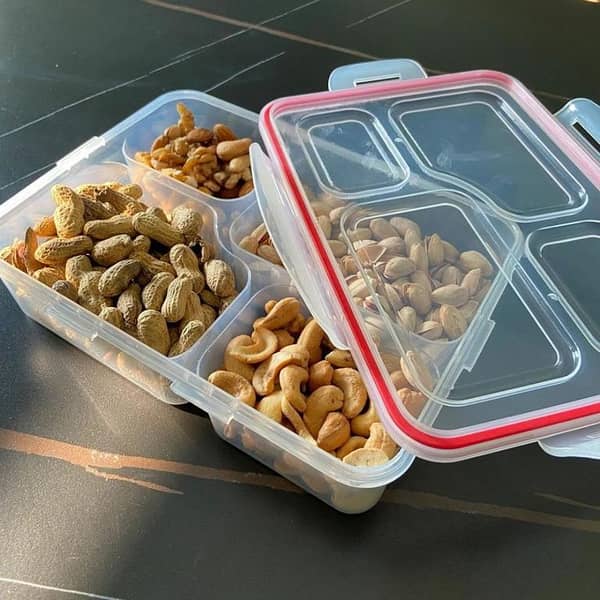 T  Taste Time Multi Purpose 4 Compartments Box For Dry Fruits/Spices/Jewellery/Gravy/Lunch